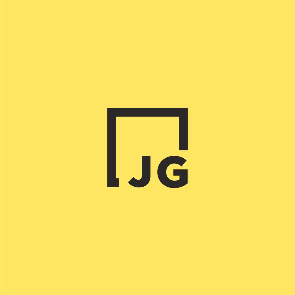 jg eerste monogram logo met plein stijl ontwerp vector