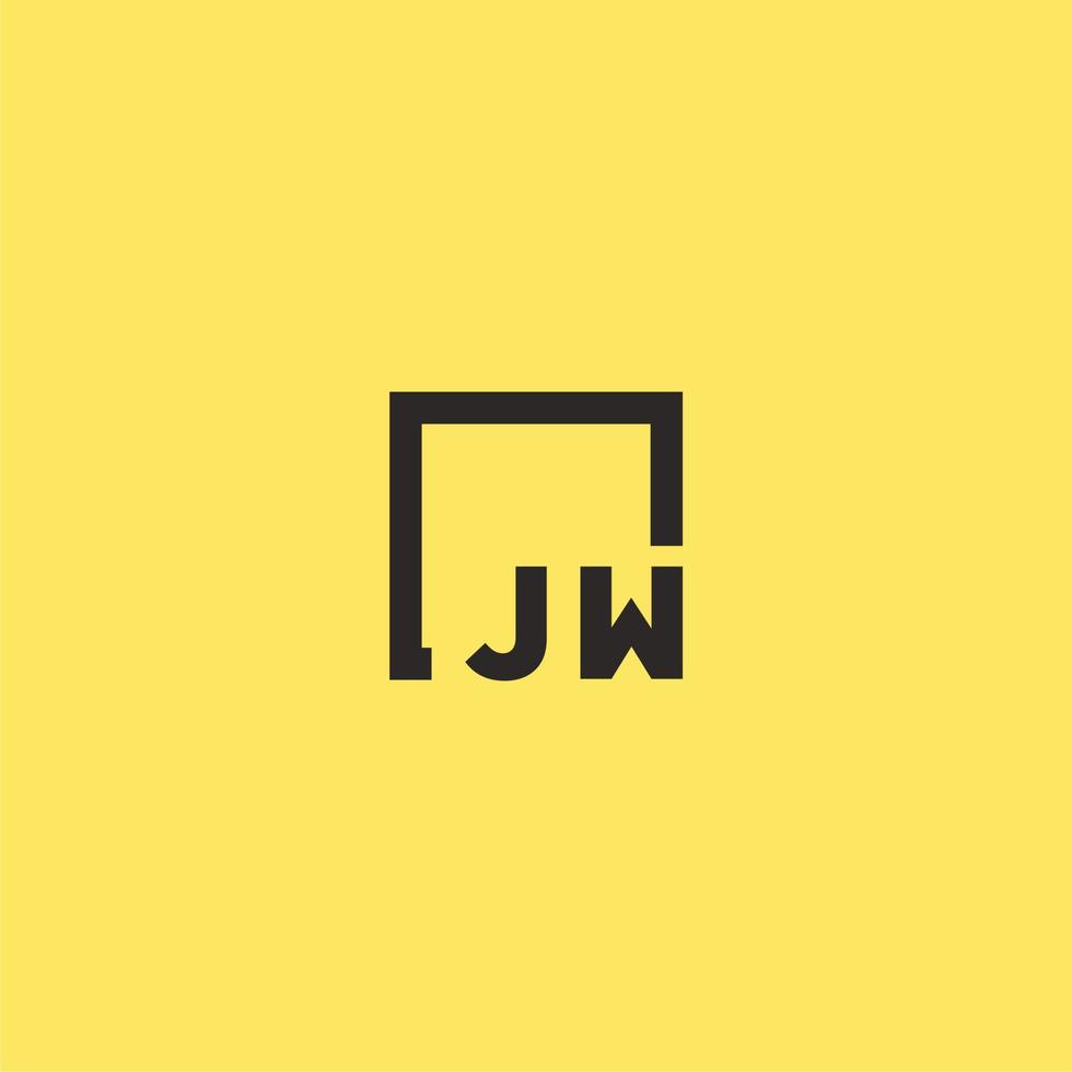 jw eerste monogram logo met plein stijl ontwerp vector