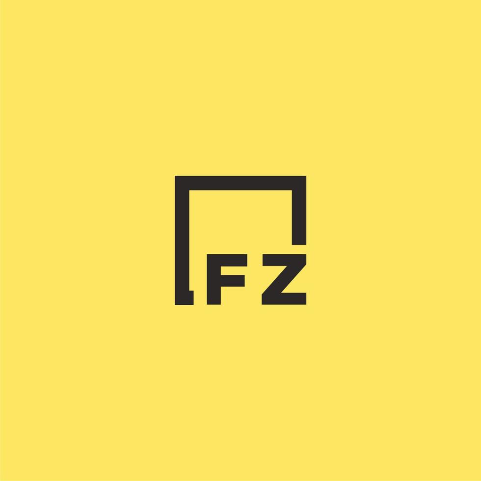 fz eerste monogram logo met plein stijl ontwerp vector