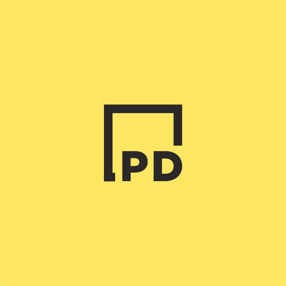 pd eerste monogram logo met plein stijl ontwerp vector