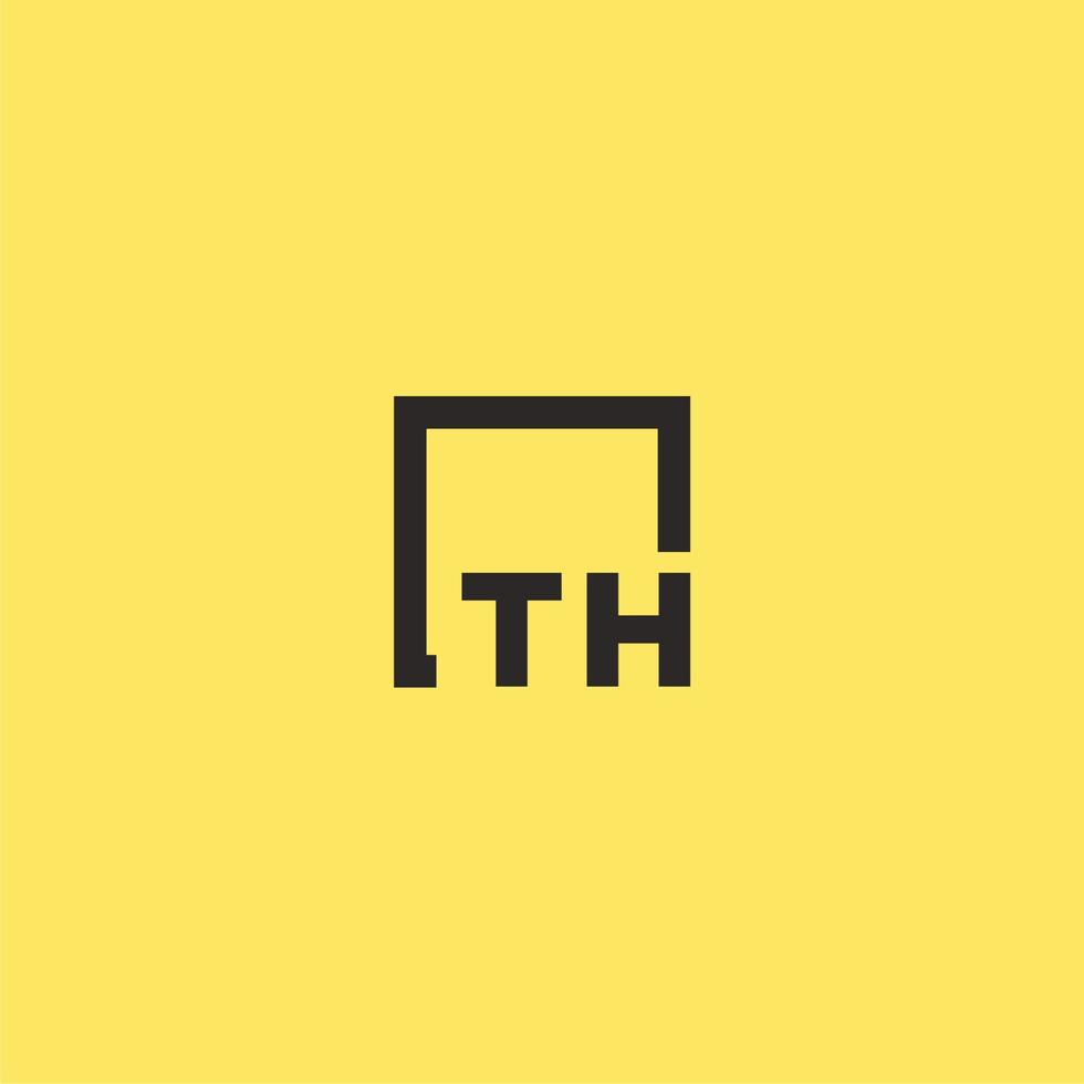th eerste monogram logo met plein stijl ontwerp vector