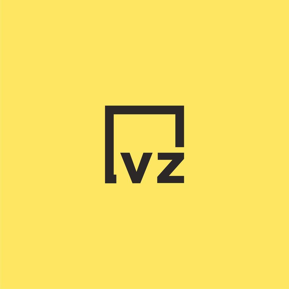 vz eerste monogram logo met plein stijl ontwerp vector