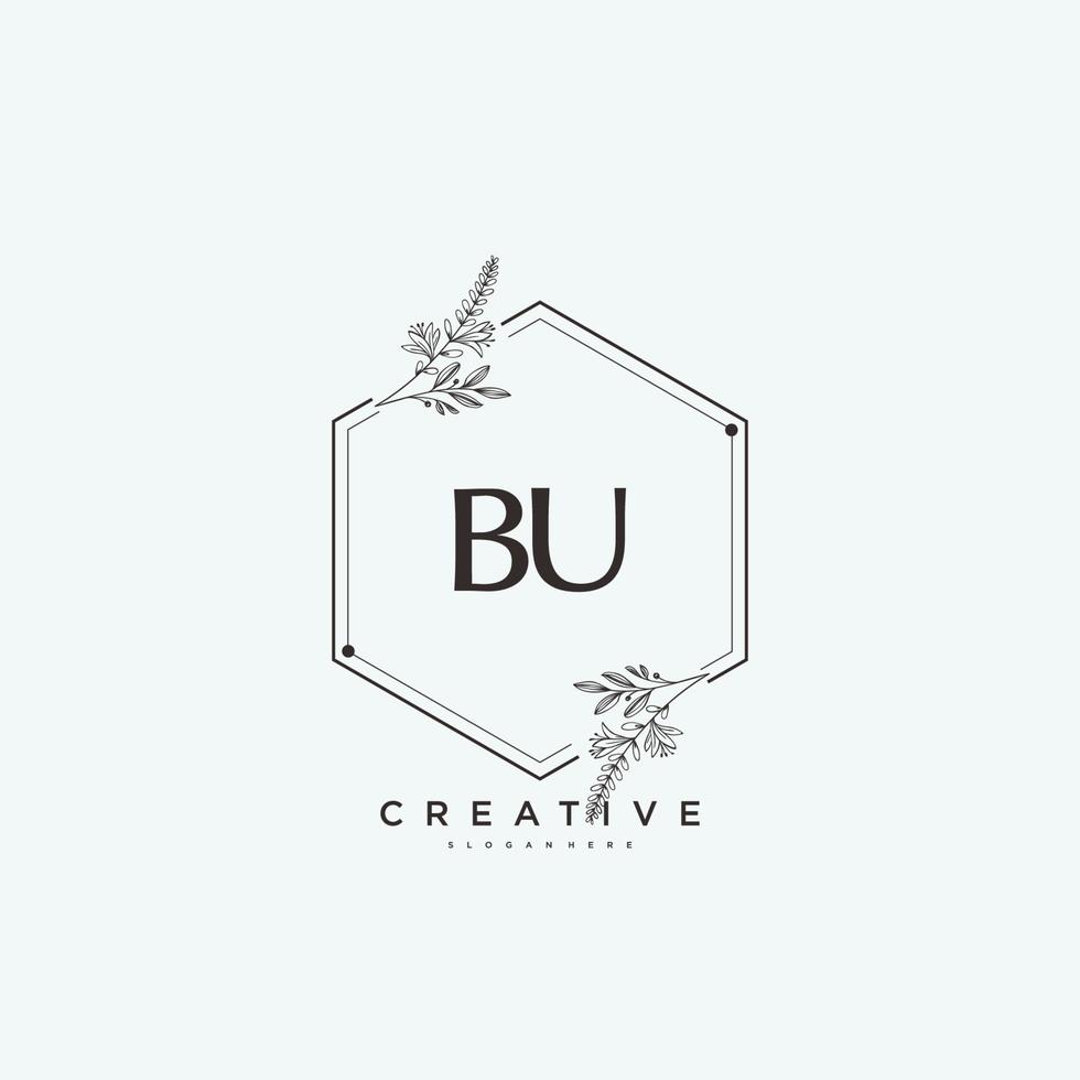 bu schoonheid vector eerste logo kunst, handschrift logo van eerste handtekening, bruiloft, mode, juwelen, boetiek, bloemen en botanisch met creatief sjabloon voor ieder bedrijf of bedrijf.