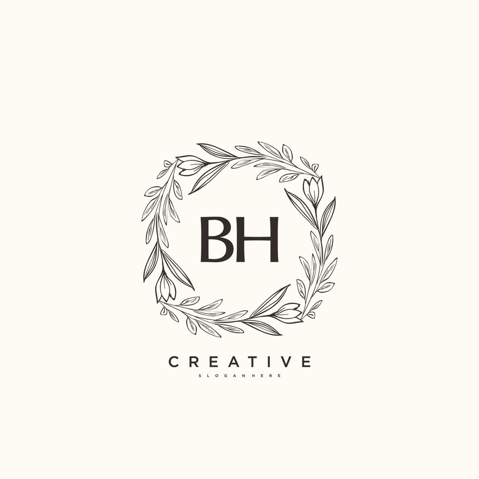 bh schoonheid vector eerste logo kunst, handschrift logo van eerste handtekening, bruiloft, mode, juwelen, boetiek, bloemen en botanisch met creatief sjabloon voor ieder bedrijf of bedrijf.