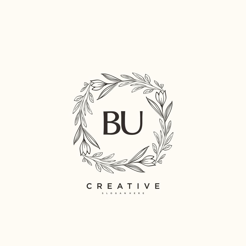 bu schoonheid vector eerste logo kunst, handschrift logo van eerste handtekening, bruiloft, mode, juwelen, boetiek, bloemen en botanisch met creatief sjabloon voor ieder bedrijf of bedrijf.