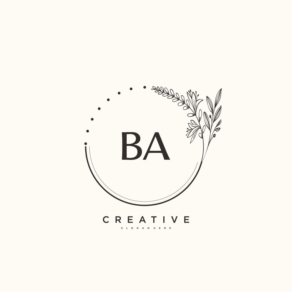 ba schoonheid vector eerste logo kunst, handschrift logo van eerste handtekening, bruiloft, mode, juwelen, boetiek, bloemen en botanisch met creatief sjabloon voor ieder bedrijf of bedrijf.