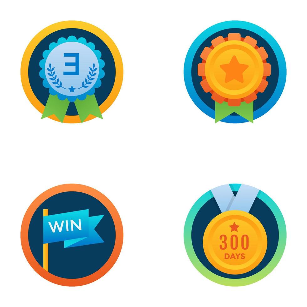 prestatie badges en beloningen vlak pictogrammen vector