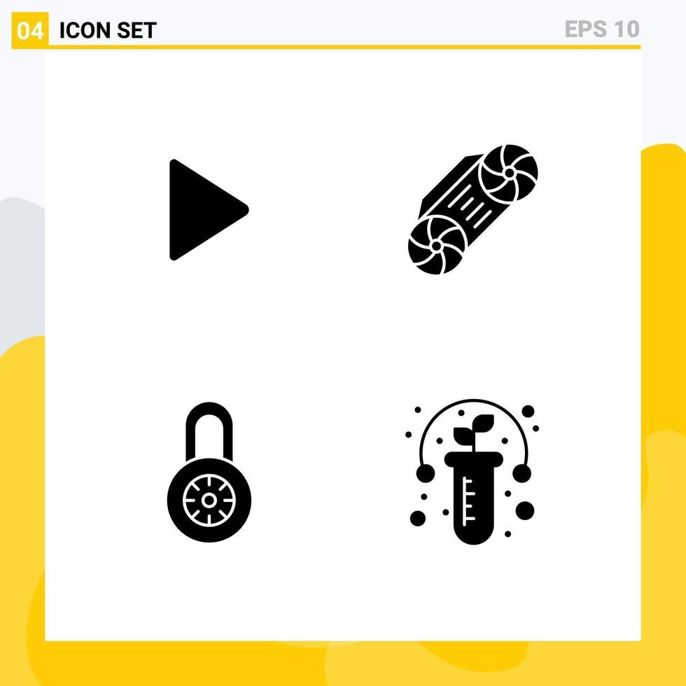 4 universeel solide glyphs reeks voor web en mobiel toepassingen controle bescherming video technologie fabriek bewerkbare vector ontwerp elementen
