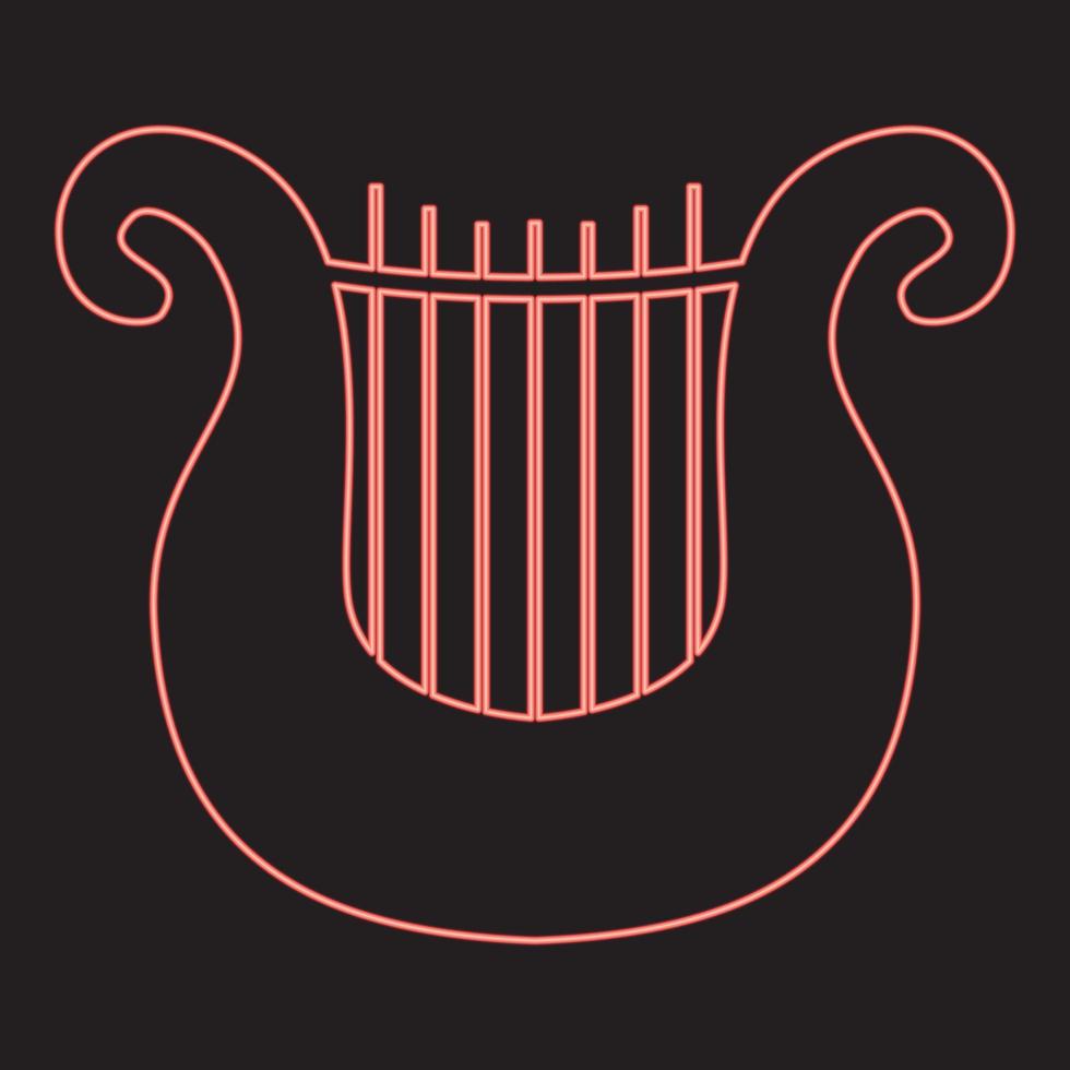 neon harp rood kleur vector illustratie beeld vlak stijl