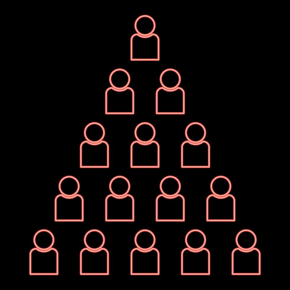 neon mensen piramide rood kleur vector illustratie beeld vlak stijl