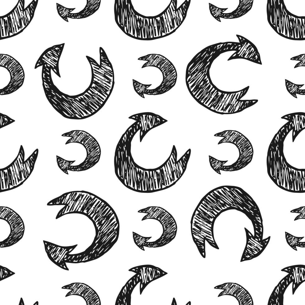 naadloos patroon met zwart hand- getrokken pijlen. vector illustratie