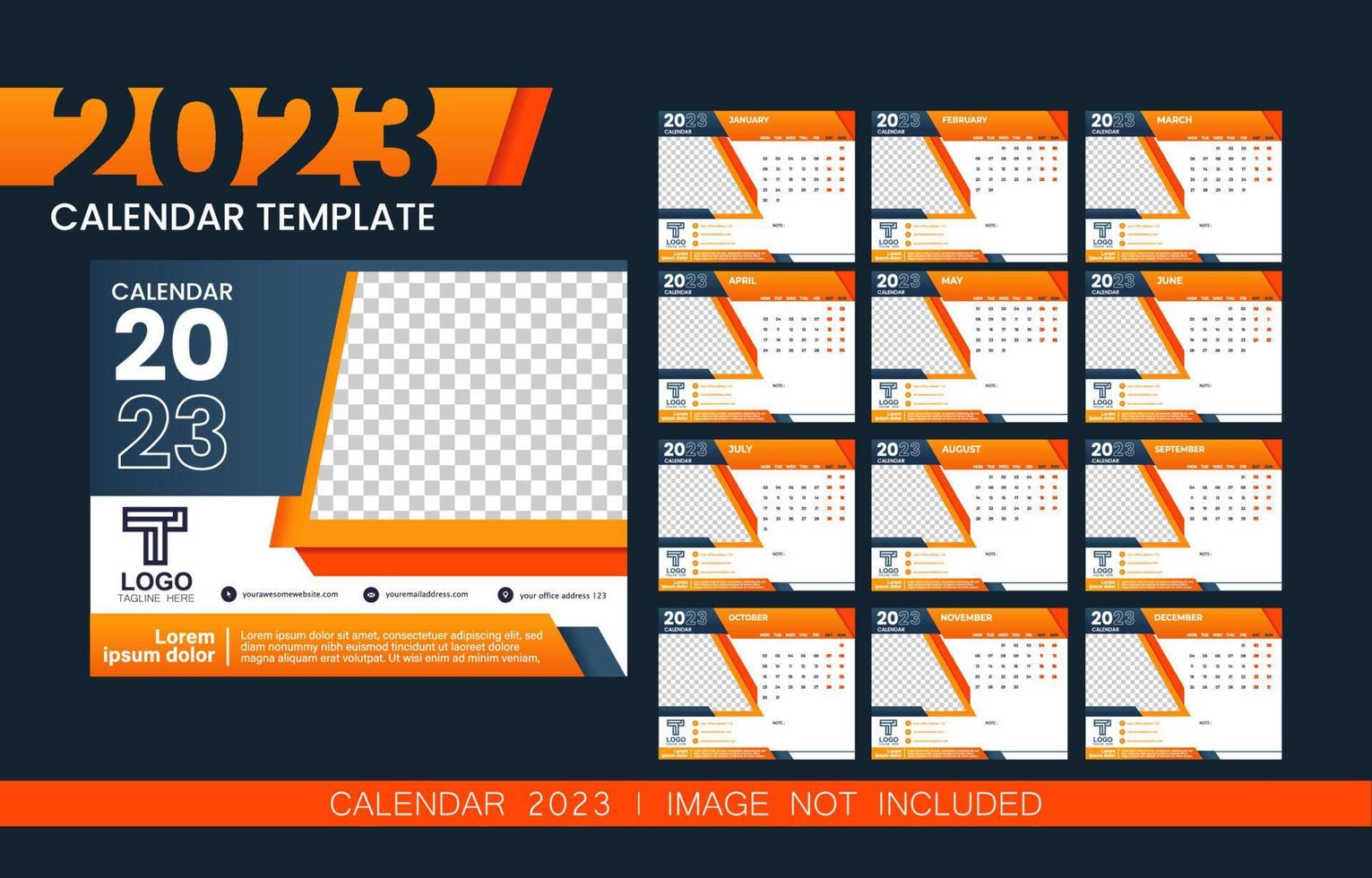 2023 nieuw jaar zakelijke kalender sjabloon vector