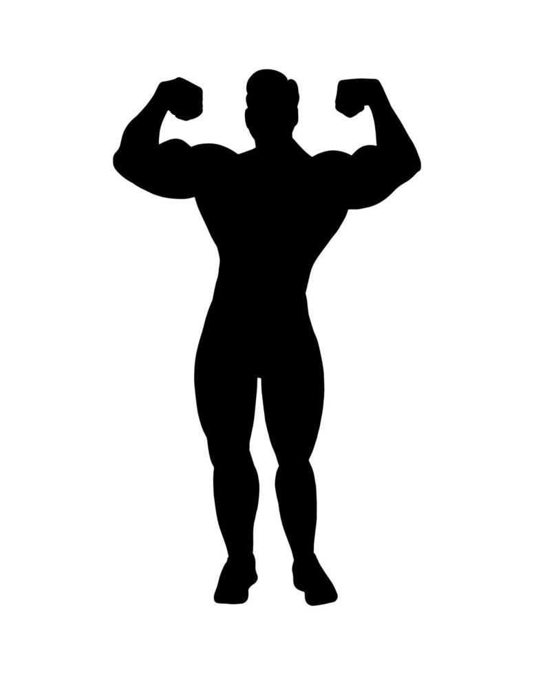 vector gemakkelijk silhouet schaduw vorm geven aan, vlak zwart icoon geïsoleerd Aan wit achtergrond. logo ontwerp element. sportief atletisch Mens met groot spieren.