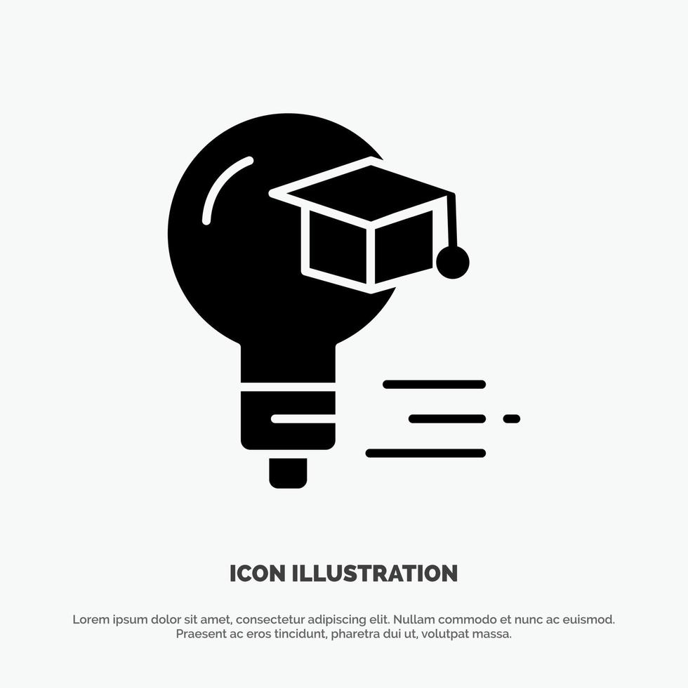 lamp pet onderwijs diploma uitreiking solide glyph icoon vector