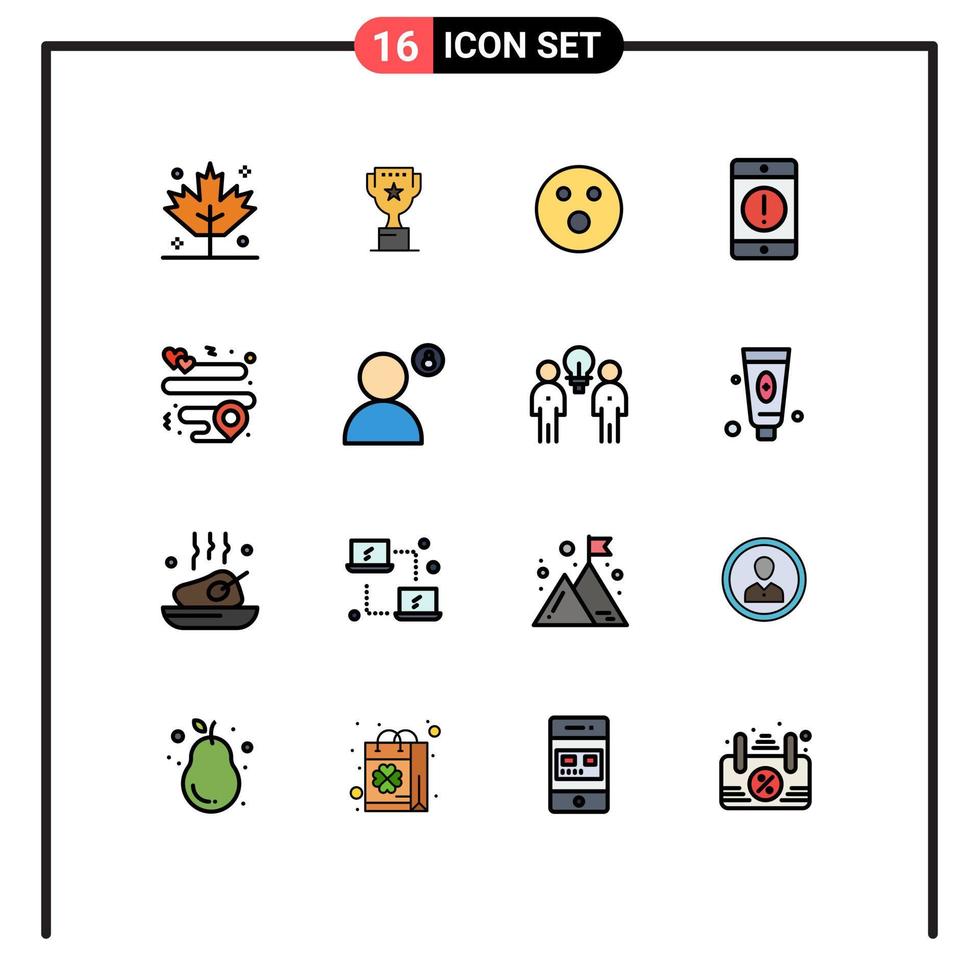 16 vlak kleur gevulde lijn concept voor websites mobiel en apps plaats telefoon folf fout mobiele telefoon bewerkbare creatief vector ontwerp elementen