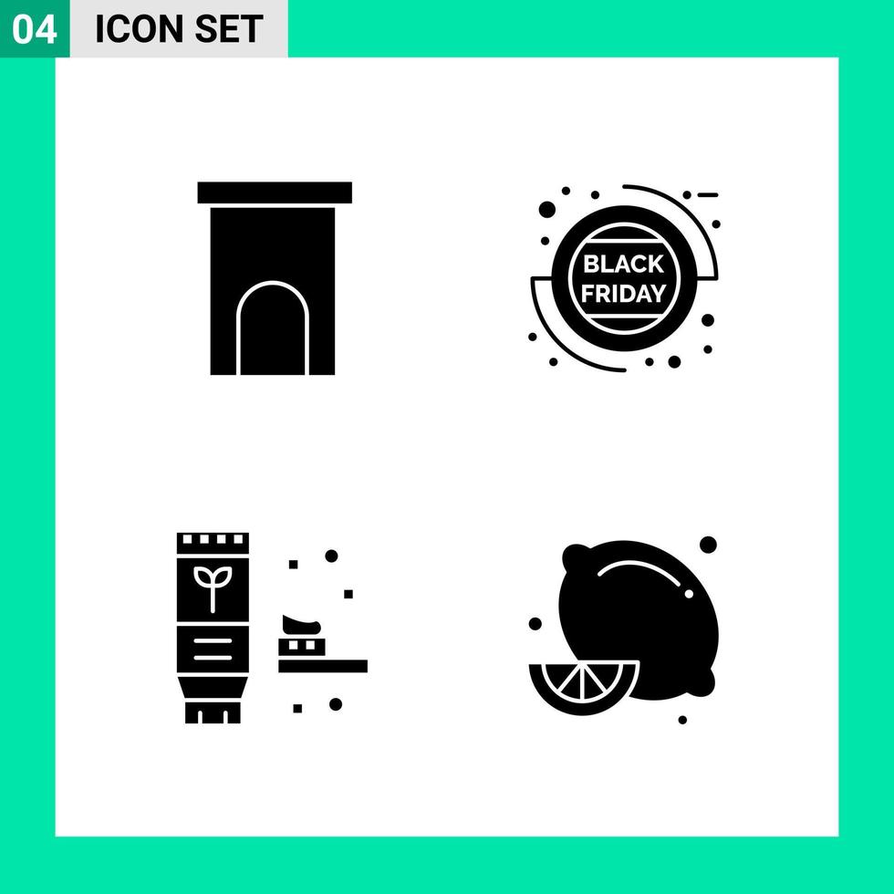 pak van 4 solide stijl icoon set. glyph symbolen voor afdrukken. creatief tekens geïsoleerd Aan wit achtergrond. 4 icoon set. vector