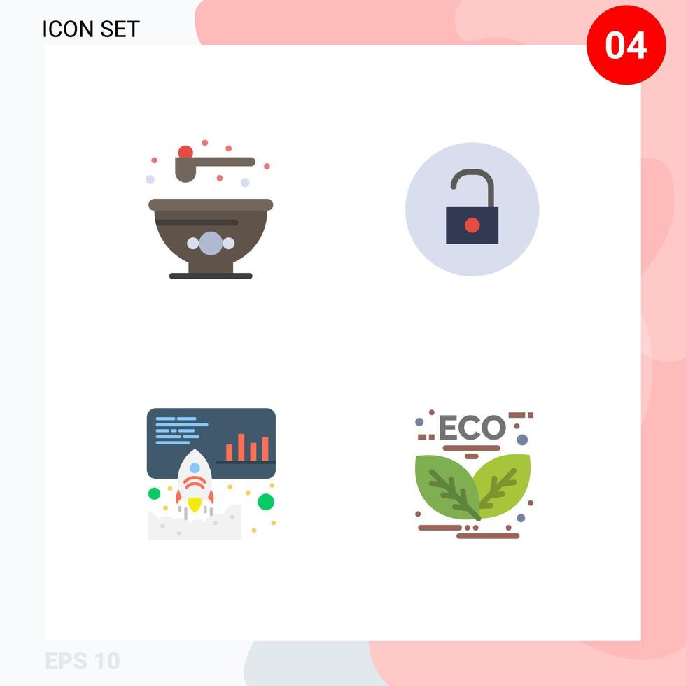 reeks van 4 modern ui pictogrammen symbolen tekens voor kom afzet ontgrendelen multimedia blad bewerkbare vector ontwerp elementen