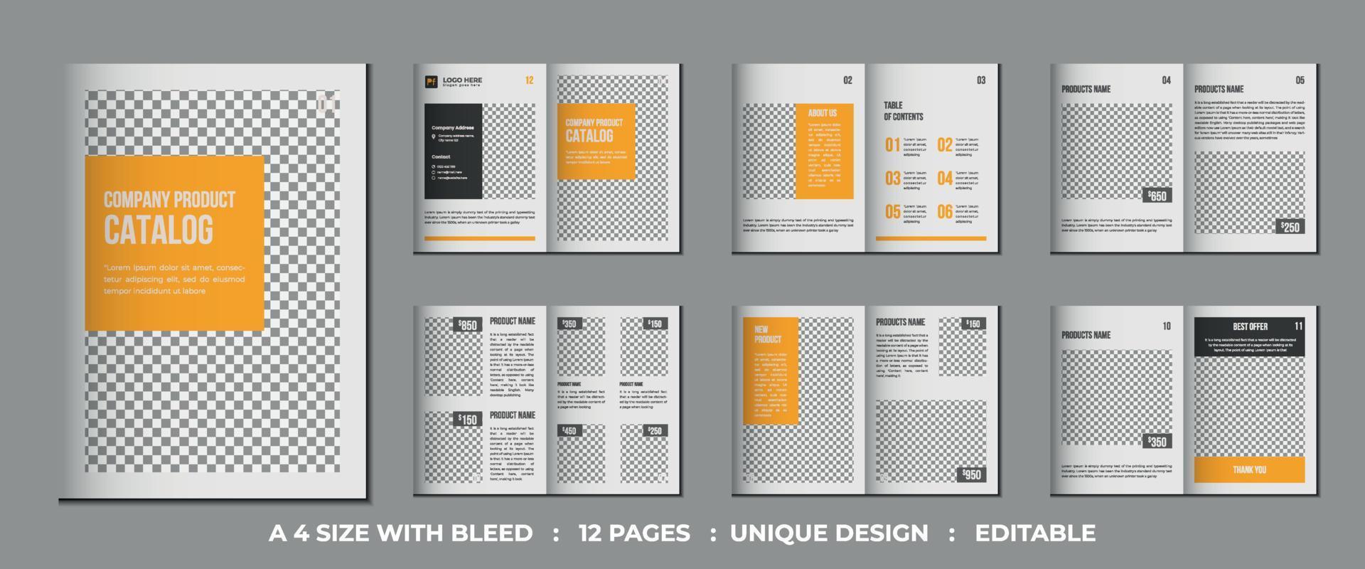 12 Pagina's bedrijf Product catalogus of portefeuille sjabloon ontwerp vector