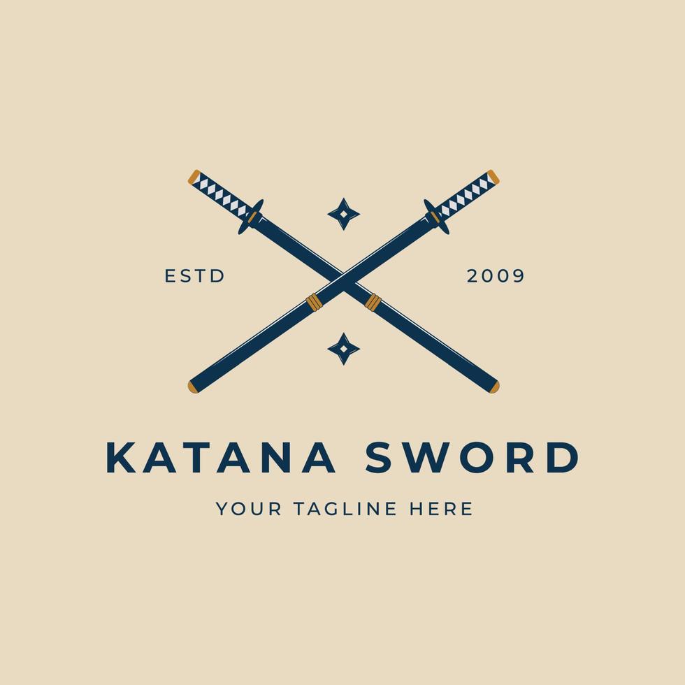 katana zwaard minimalistische logo wijnoogst vector illustratie ontwerp