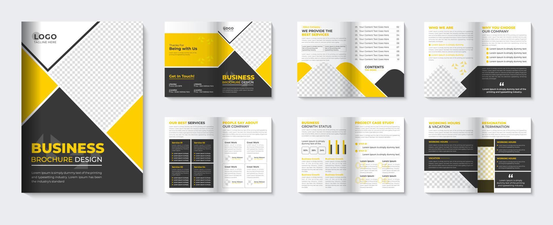 zakelijke brochure sjabloon en minimalistische brochure bedrijf profiel geel Hoes bladzijde ontwerp vector