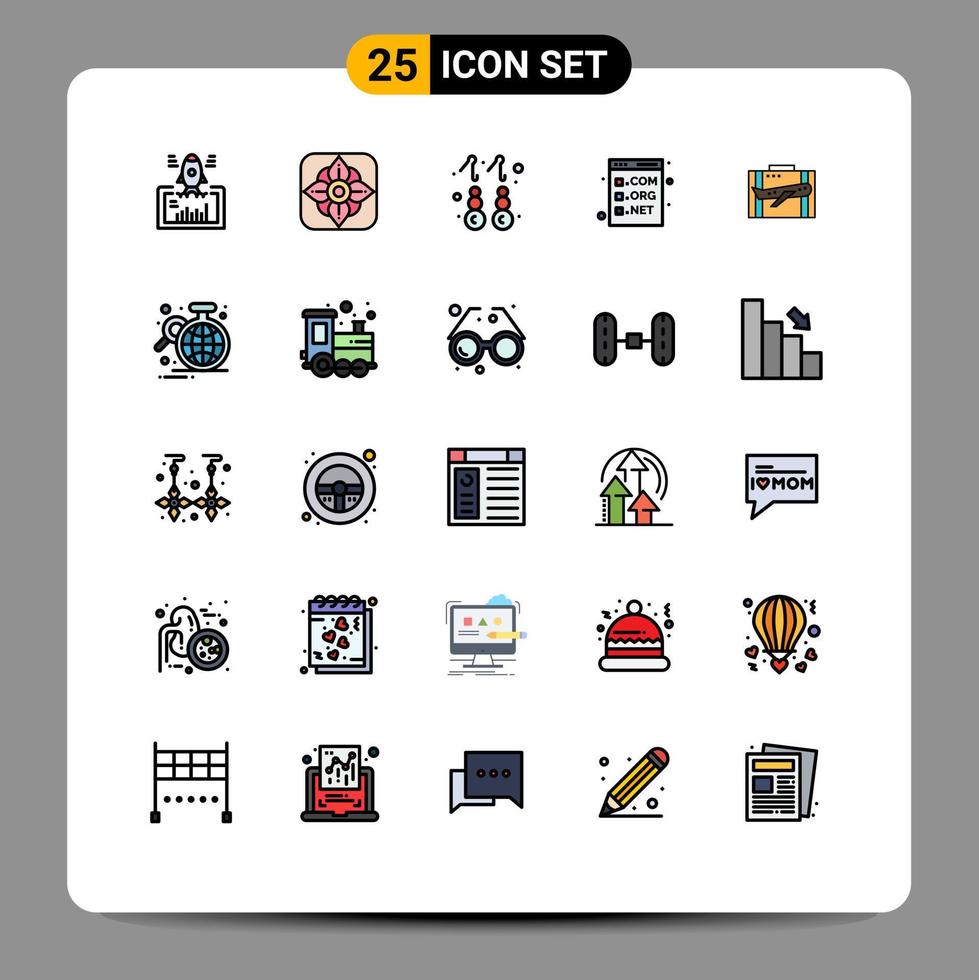 voorraad vector icoon pak van 25 lijn tekens en symbolen voor reizen ontwikkeling oorbel com browser bewerkbare vector ontwerp elementen