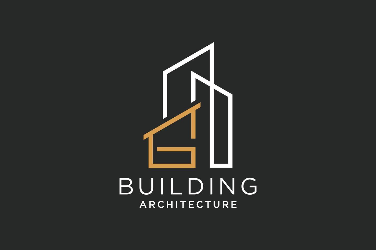 brief g voor echt landgoed verbouwing logo. bouw architectuur gebouw logo ontwerp sjabloon element. vector