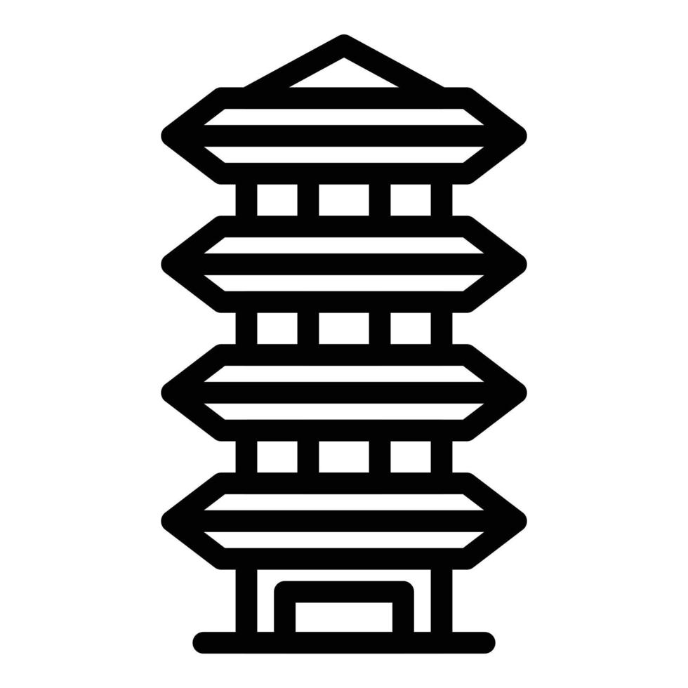 pagode Boeddha icoon schets vector. Chinese tempel vector