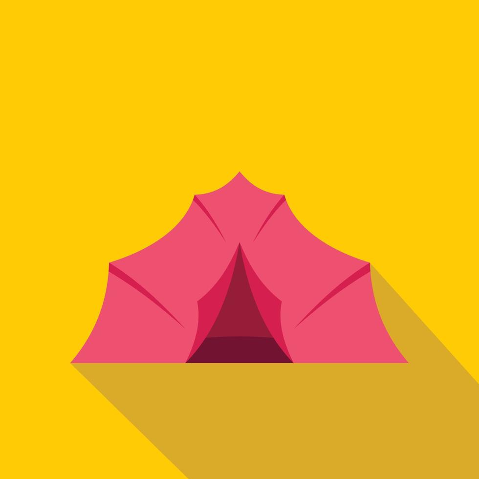 roze tent voor camping icoon, vlak stijl vector