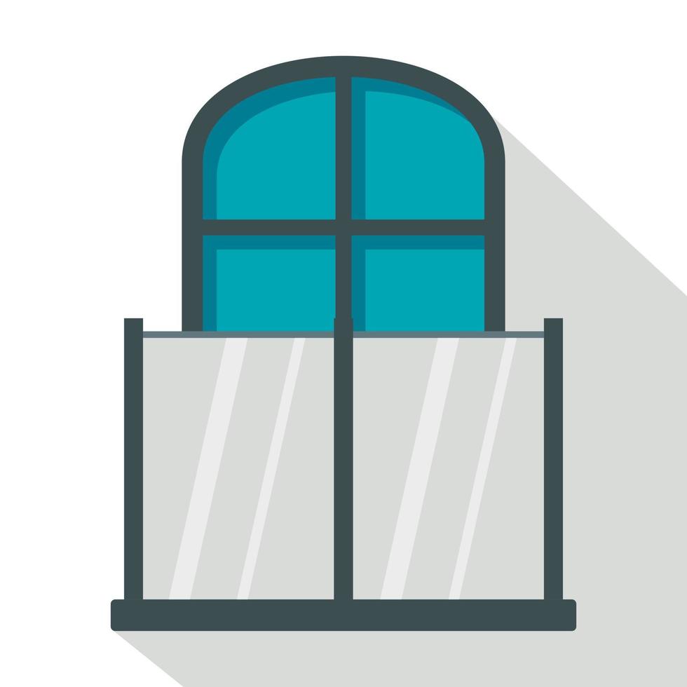 balkon met een glas hek icoon, vlak stijl vector