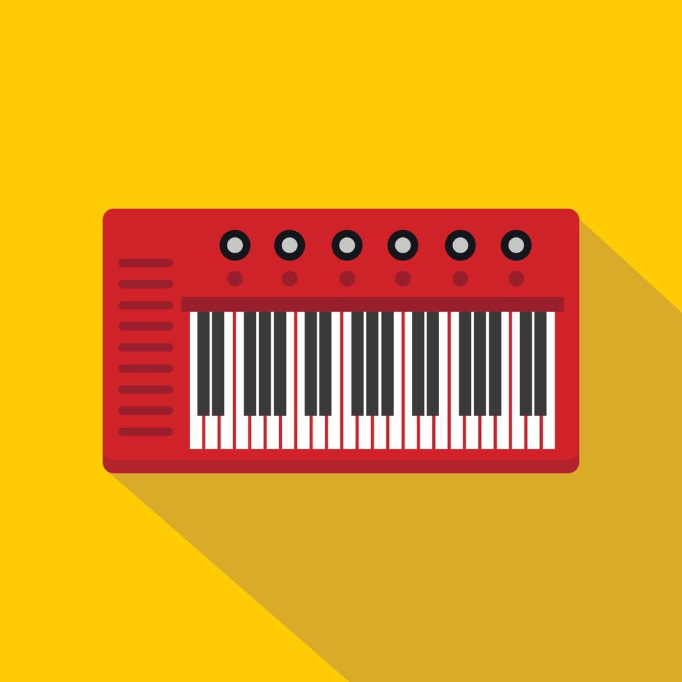 rood synthesizer icoon, vlak stijl vector
