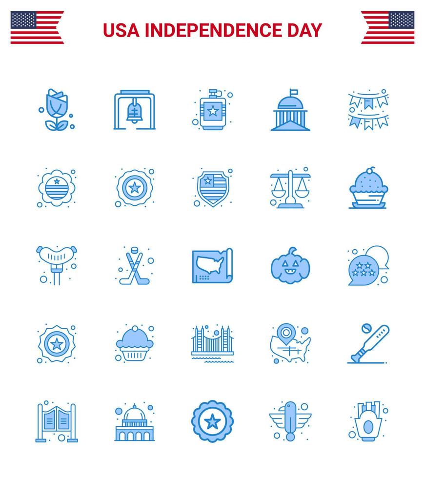 pak van 25 creatief Verenigde Staten van Amerika onafhankelijkheid dag verwant blues van Iers groen alcoholisch vlag vloeistof bewerkbare Verenigde Staten van Amerika dag vector ontwerp elementen