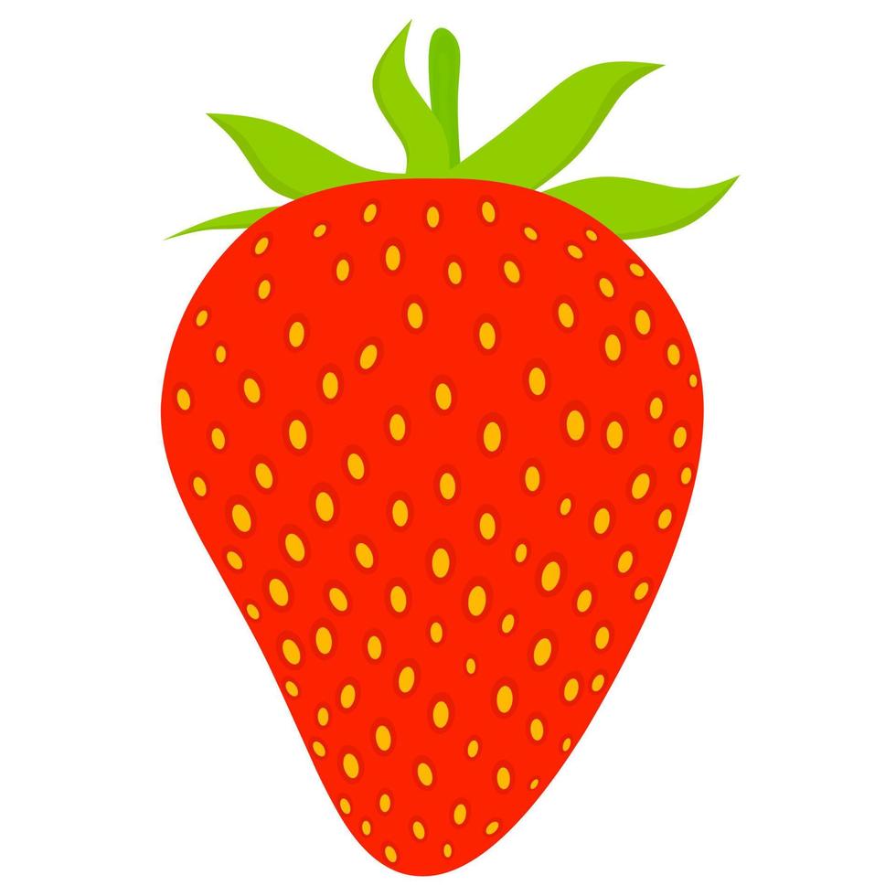 rood aardbei fruit met geel vlekken geïsoleerd Aan wit achtergrond. vers bessen zijn Super goed voor natuurlijk vegetarisch toetjes, zoet fruit sappen en poster afdrukken. vector illustratie
