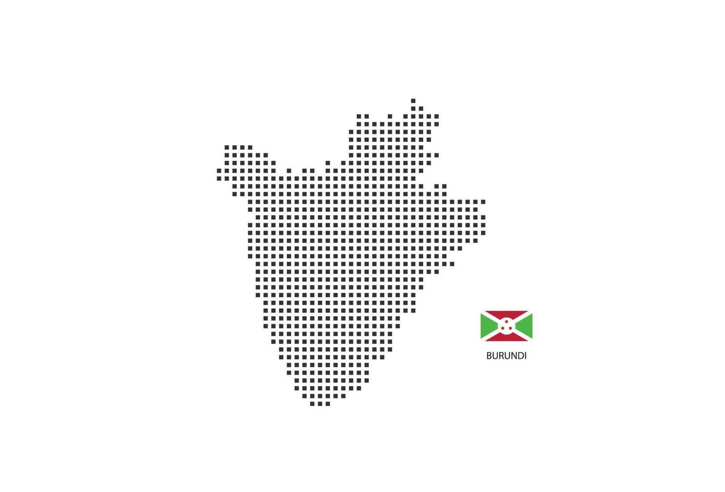 vector plein pixel stippel kaart van Burundi geïsoleerd Aan wit achtergrond met Burundi vlag.