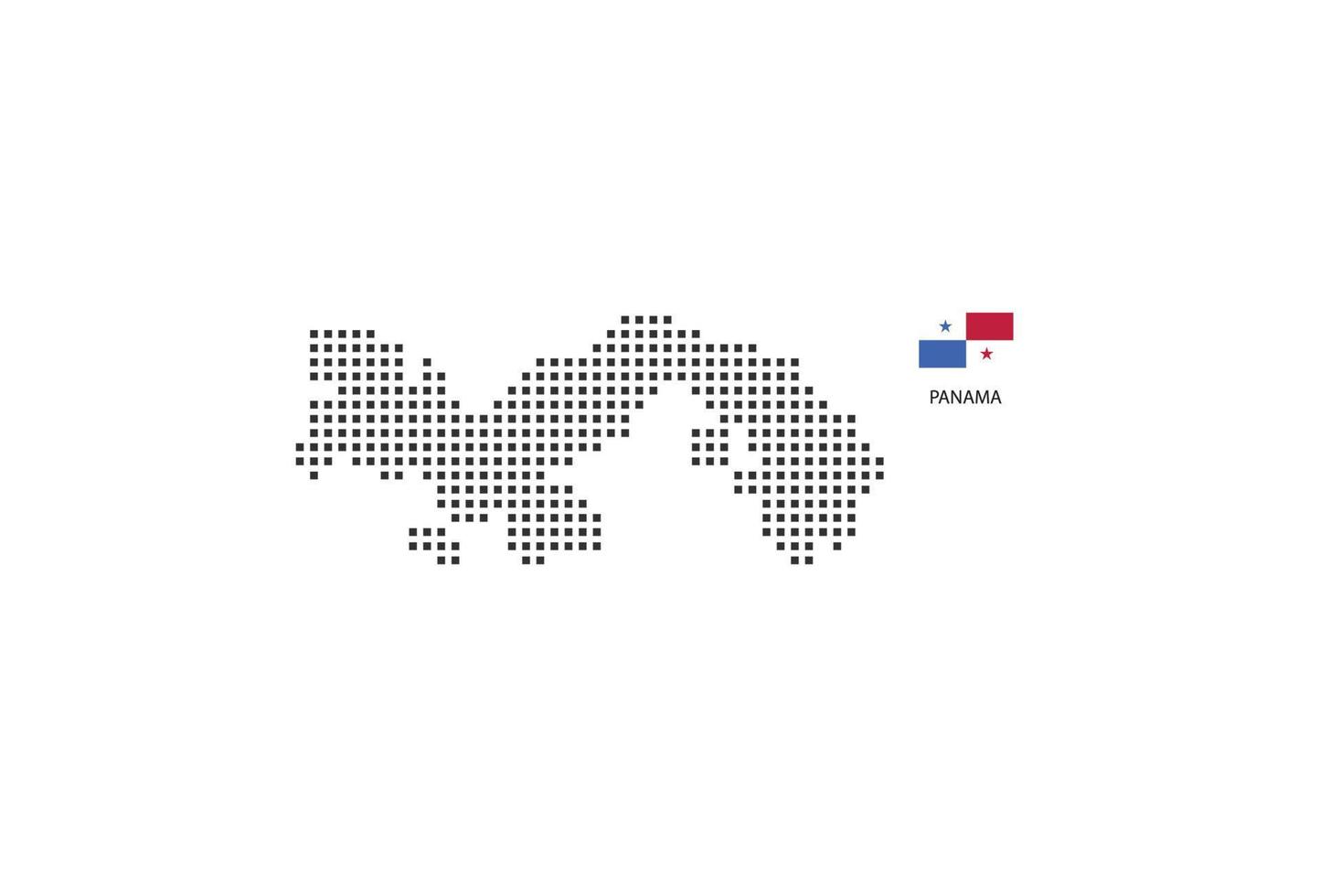 vector plein pixel stippel kaart van Panama geïsoleerd Aan wit achtergrond met Panama vlag.