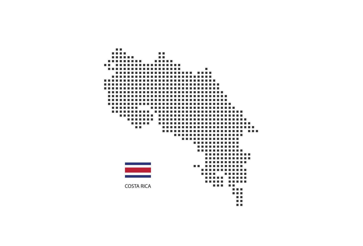 vector plein pixel stippel kaart van costa rica geïsoleerd Aan wit achtergrond met costa rica vlag.