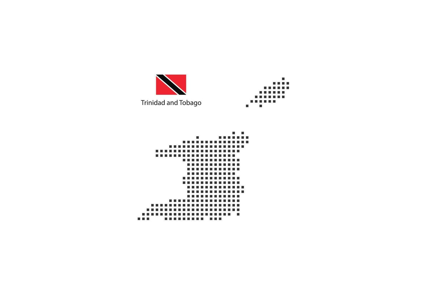vector plein pixel stippel kaart van Trinidad en Tobago geïsoleerd Aan wit achtergrond met Trinidad en Tobago vlag.