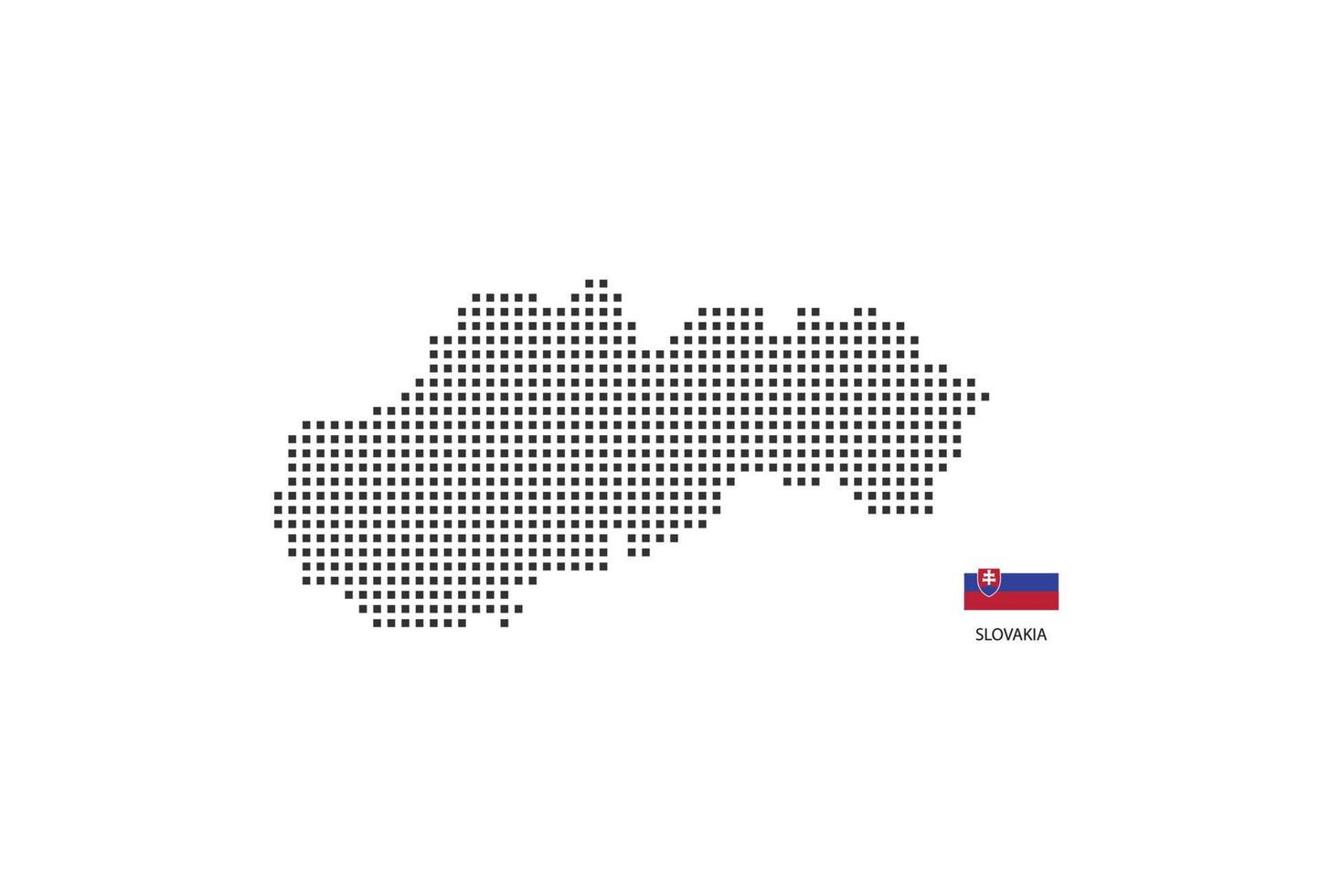 vector plein pixel stippel kaart van Slowakije geïsoleerd Aan wit achtergrond met Slowakije vlag.
