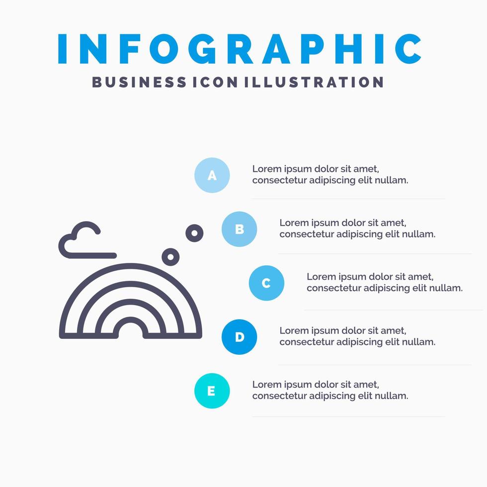 natuur regenboog voorjaar Golf lijn icoon met 5 stappen presentatie infographics achtergrond vector