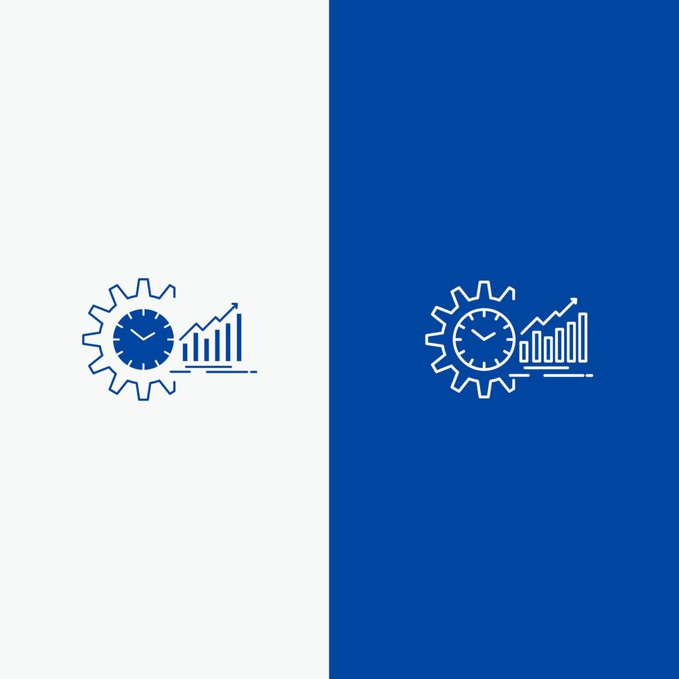 tabel analytics grafieken markt schema tijd trends lijn en glyph solide icoon blauw banier lijn en glyph solide icoon blauw banier vector