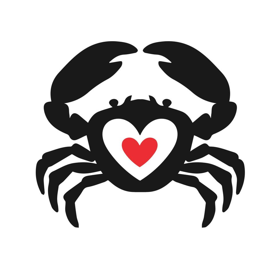 zeevruchten krab logo ontwerp inspiratie liefde haard vorm vector