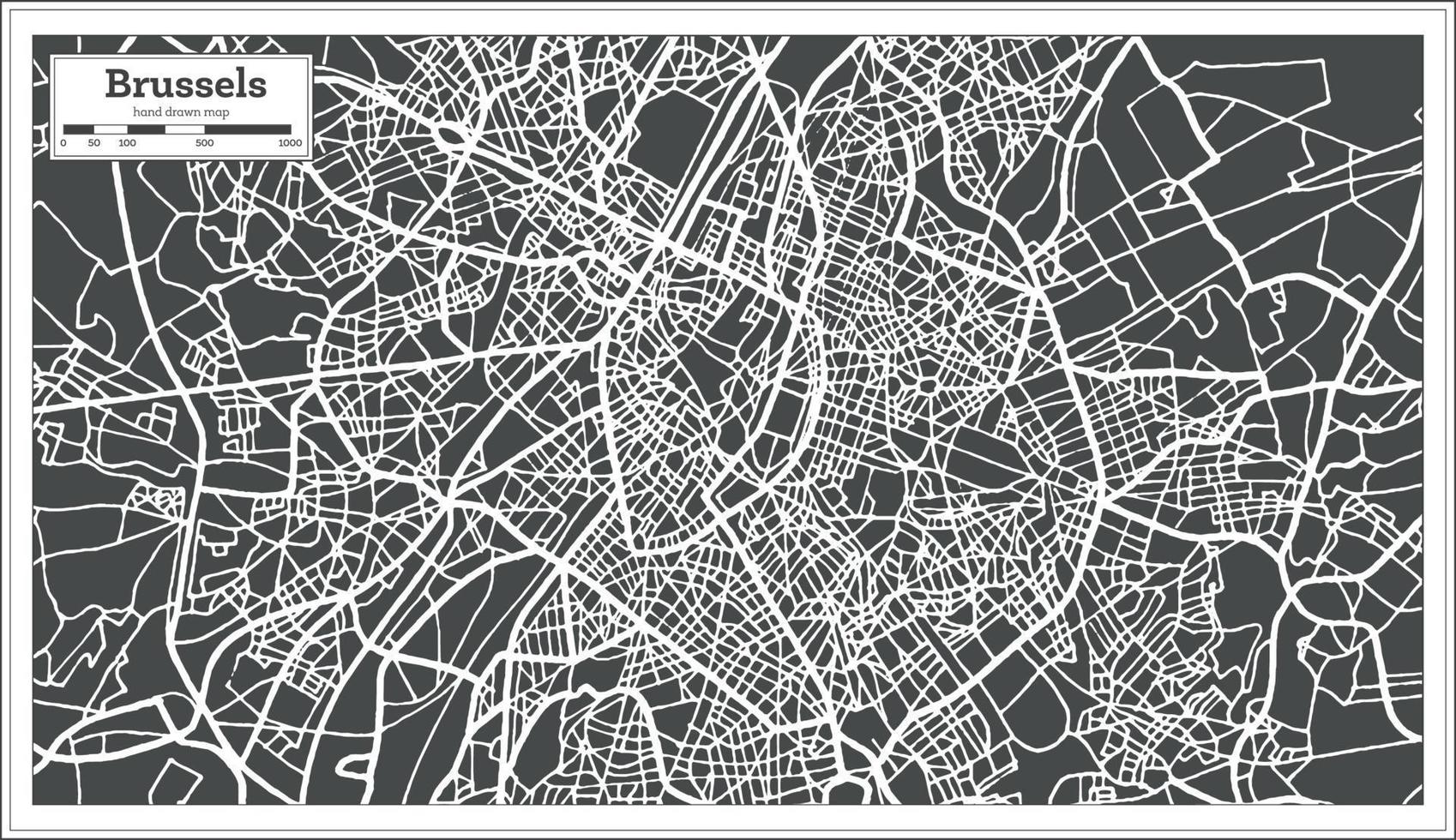 Brussel belgie kaart in retro stijl. vector