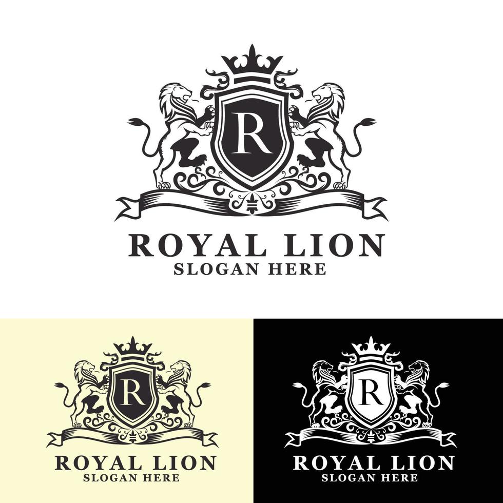 Koninklijk leeuw heraldisch logo vector