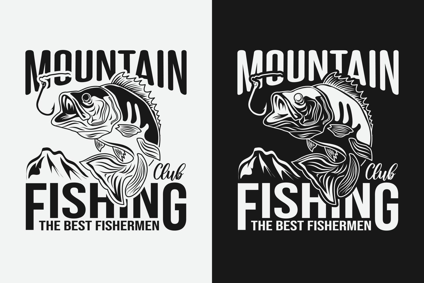 berg club visvangst de het beste vissers belettering t-shirt ontwerp vector