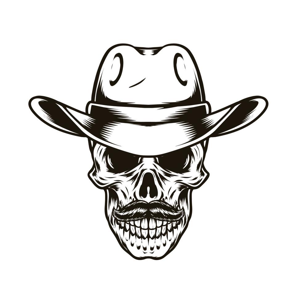 cowboy hoed en schedel illustratie vector