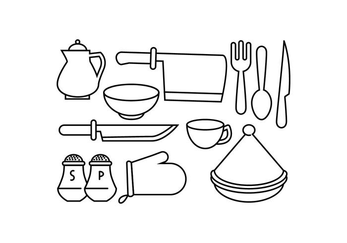 Gratis Kitchen Line Icon Vector