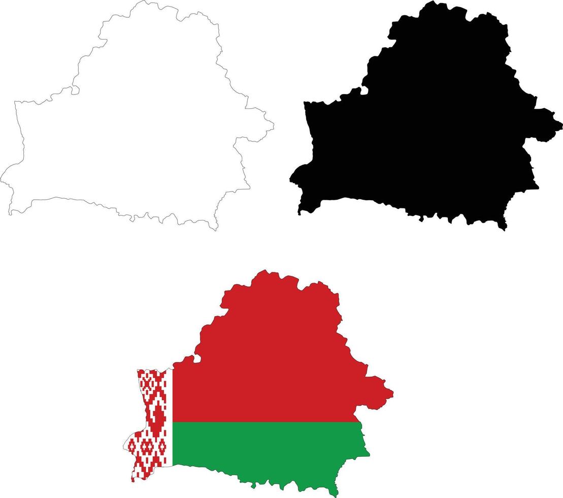 kaart Wit-Rusland Aan wit achtergrond. Wit-Rusland kaart schets. Wit-Rusland vector kaart met de vlag binnen.