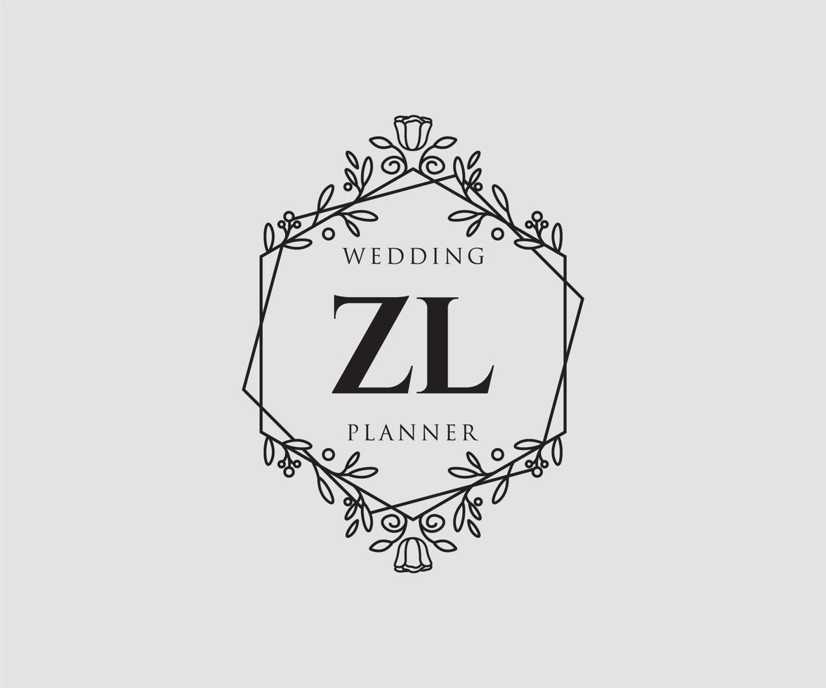 zl initialen brief bruiloft monogram logos verzameling, hand- getrokken modern minimalistisch en bloemen Sjablonen voor uitnodiging kaarten, opslaan de datum, elegant identiteit voor restaurant, boetiek, cafe in vector