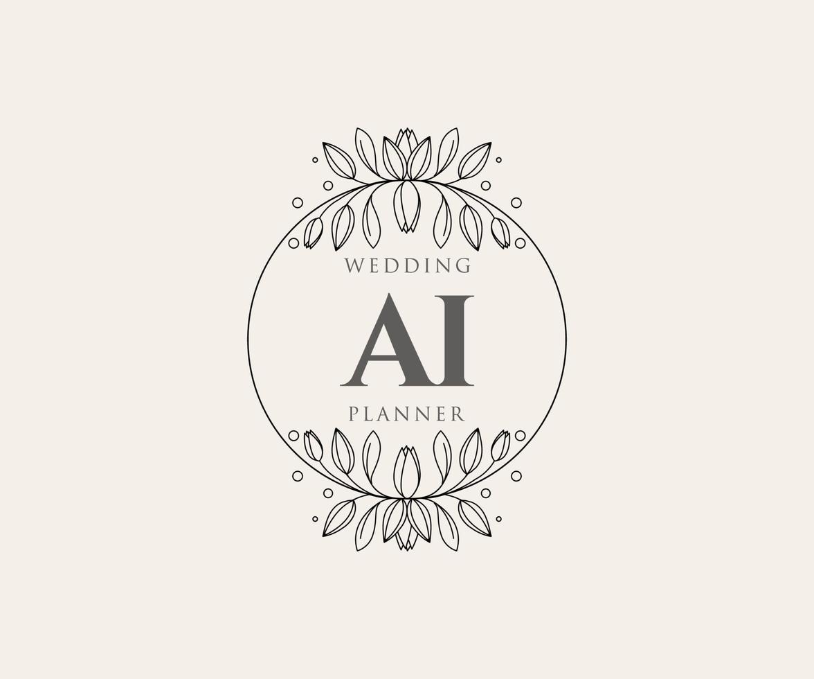 ai initialen brief bruiloft monogram logos verzameling, hand- getrokken modern minimalistisch en bloemen Sjablonen voor uitnodiging kaarten, opslaan de datum, elegant identiteit voor restaurant, boetiek, cafe in vector