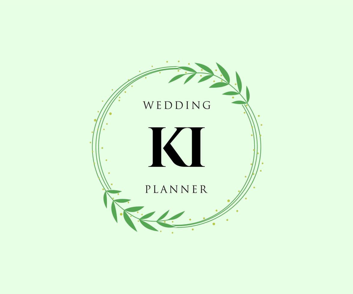 ki initialen brief bruiloft monogram logos verzameling, hand- getrokken modern minimalistisch en bloemen Sjablonen voor uitnodiging kaarten, opslaan de datum, elegant identiteit voor restaurant, boetiek, cafe in vector