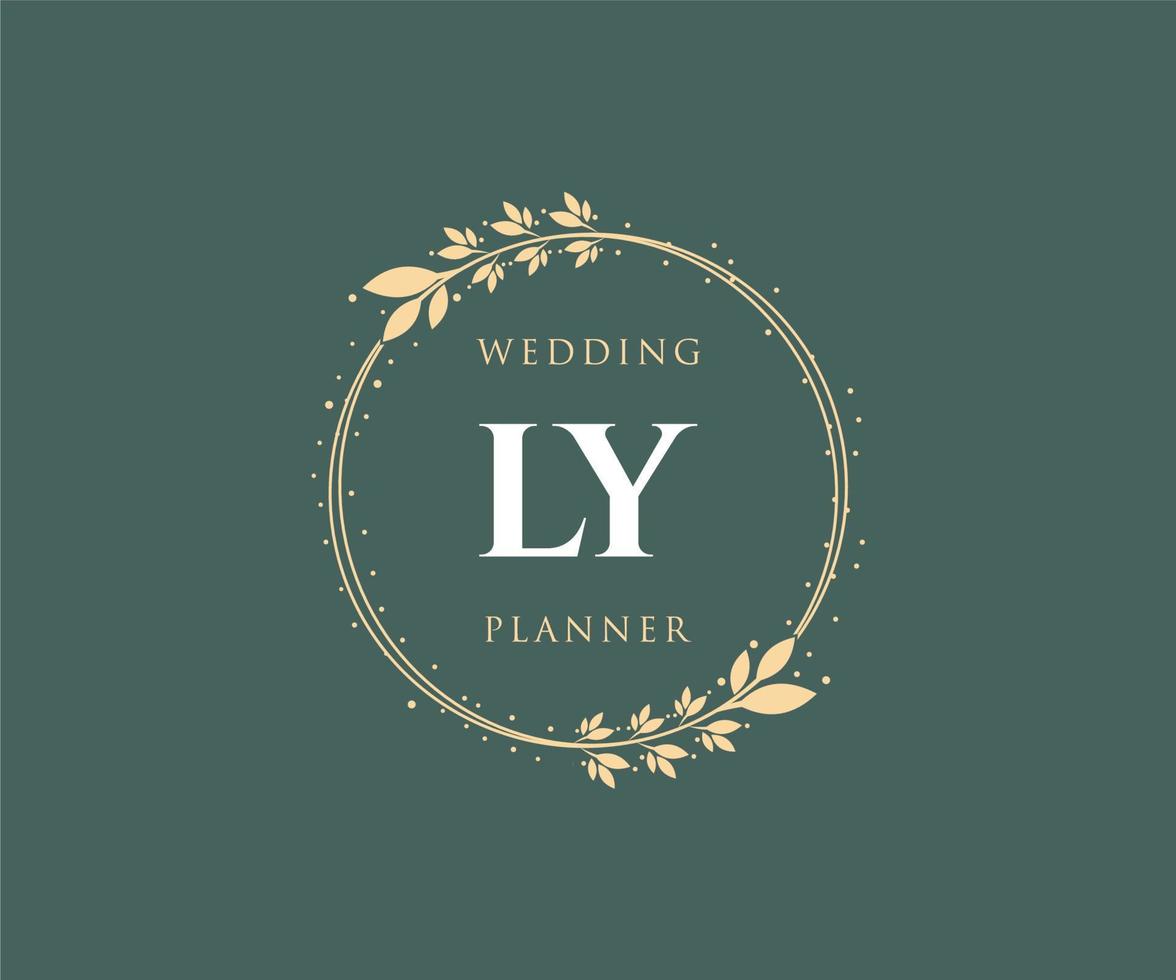 ly initialen brief bruiloft monogram logos verzameling, hand- getrokken modern minimalistisch en bloemen Sjablonen voor uitnodiging kaarten, opslaan de datum, elegant identiteit voor restaurant, boetiek, cafe in vector